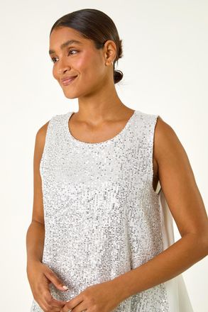 Roman Split Back Sequin Top