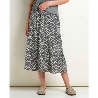 Toad & Co Sunkissed Tiered Midi Skirt in Black And Salt Print at Nordstrom, Size X-Small