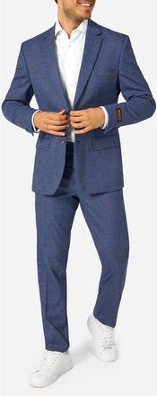OppoSuits Daily Slim Fit Navy Herringbone Check Stretch Suit in Blue at Nordstrom, Size 44 Regular