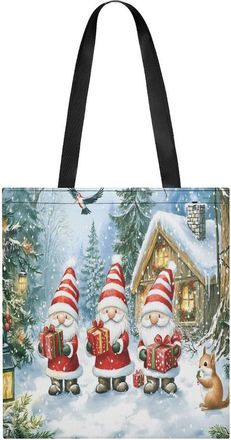 Generic Christmas Gnomes Womens Tote Casual Shopping Bag Lightweight Shoulder Bags Hobos Handbag for Work Travel Daily 35x40cm