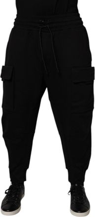 Dolce & Gabbana Black Cotton Men Cargo Jogger Sweatpants Pants Nylon