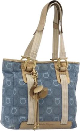 Ferragamo Pre-owned Hand Bag - Dames - Vintage Handtas - Blauw - ONE Size - Leer - Vintage