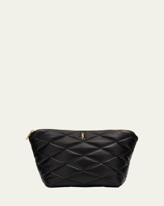 Saint Laurent Sade Large YSL Cosmetic Pouch Bag in Quilted Leather