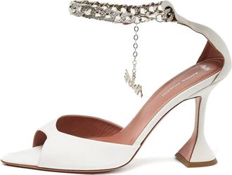 Amina Muaddi x AWGE 100 mm Flacko sandalen verfraaid met ketting - Wit