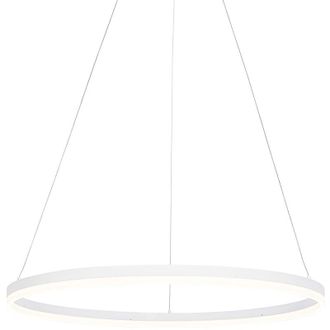 QAZQA Moderno Lámpara colgante de diseño blanca 80 cm con led regulable en 3 pasos - Anello Aluminio /Plástico Redonda Incluye led Max. 1 x 60 Watt - Qazqa