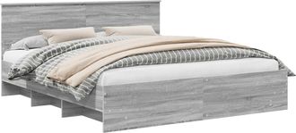vidaXL Estructura De Cama Con Cabecera Gris Sonoma 180 X 200 Cm Vidaxl