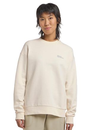 Jack Wolfskin Langarmshirt JACK WOLFSKIN ESSENTIAL CREWNECK W, Damen, Gr. L (42/44), weiss (cotton, wei&szlig;), Obermaterial: 100% Baumwolle, Shirts Langarmshirt