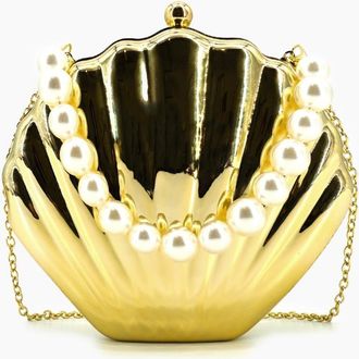 Like Dreams Womens Marina Seashell Clutch Bag In Gold