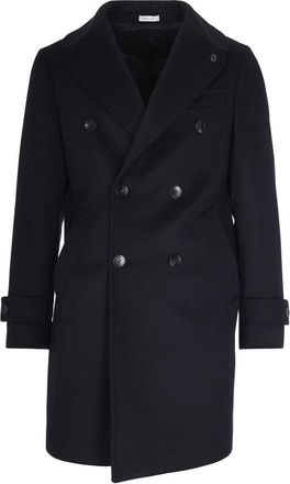 Breras Milano Double-Breasted Coat In Black