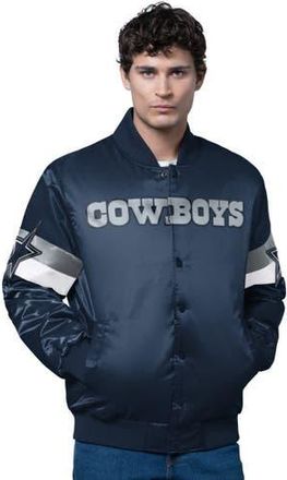 Starter Mens Starter Navy Dallas Cowboys Triple Option Satin Varsity Vintage Logo Full-Snap Jacket at Nordstrom, Size Xxx-Large