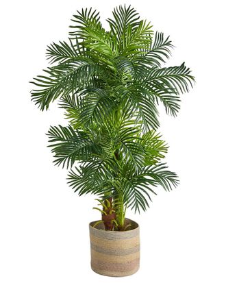 Nearly Natural Handmade 6Ft Hawaii Artificial Palm Tree In Cotton Woven Planter