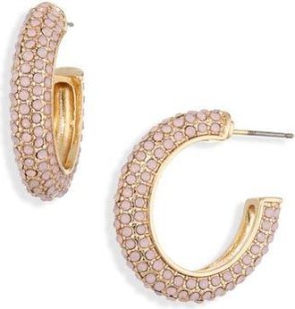 Cara Pav&eacute; Rhinestone Hoop Earrings in Pink at Nordstrom Rack