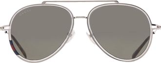 Gucci Grey Pilot Mens Sunglasses GG1981S 005 56