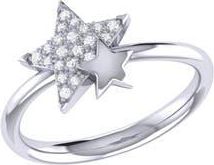 LuvMyJewelry Dreamer Dazzling Star Duo Diamond Ring - 0.09ct. in Silver at Nordstrom Rack, Size 6.5