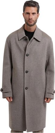 HUGO BOSS Lange Jas - Heren - Mantel - Bruin - M - Wol - Jassen