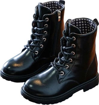 Generic Winter Shoes for Kids Stylish Faux Lined Ankle Boots For Girls Casual Winter Footwear With Non Slip Sole(Black,10.5-11)