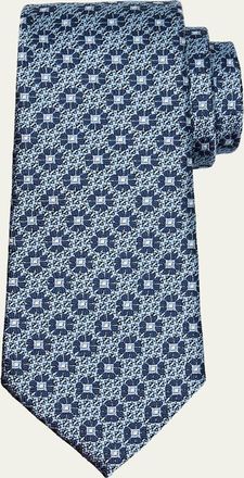 Ermenegildo Zegna Mens Medallion Silk Jacquard Tie