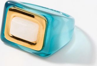 Lucas Jack Womens Moonstone turquoise resin ring