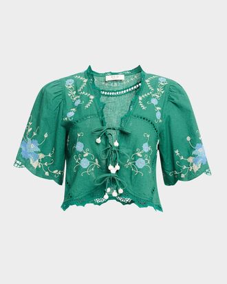 Sea New York Olga Floral-Print Cotton Blouse - L | Coggles