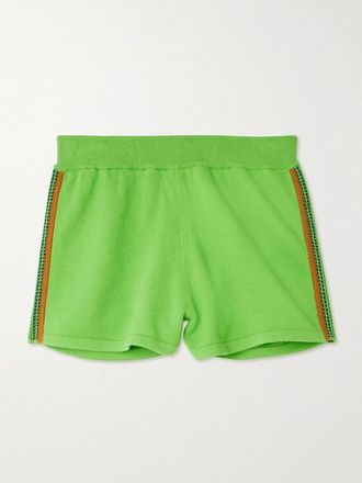 Guest In Residence Shorts In Misto Cotone E Cashmere A Righe Runner - Verde