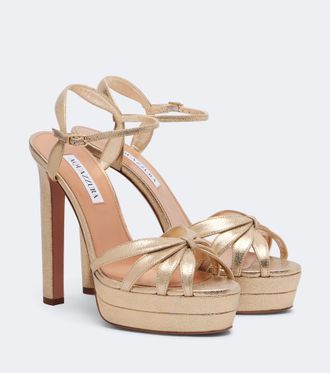 Aquazzura Soulmate metallic leather platform sandals