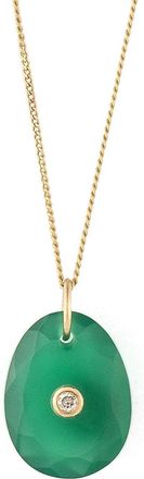 Pascale Monvoisin Gold Onyx Stone And Diamond Necklace - Womens - 14kt Yellow Gold/Onyx/Diamond/9kt Gold