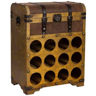 Wanderlust Deco Baul botellero de madera marr&oacute;n 45x28x59h cm