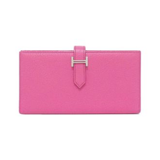 Herm&egrave;s Bearn Rose Shocking Chevre Leather Wallet (Bi-Fold) (Pre-Owned)