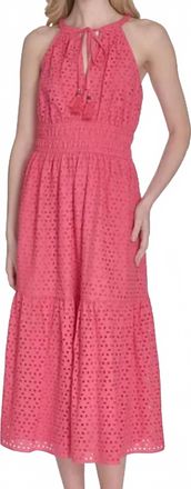 Vince Camuto Tie-Neck Sleeveless Tiered Dress In Pink