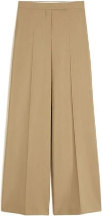 Max Mara Bronte Wide Broeken - Dames - Wijde Broeken - Bruin - XS - Wol - Broeken