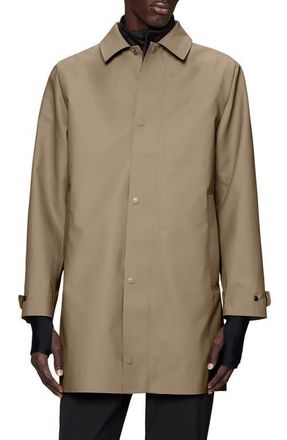 Rains Nara Waterproof Longline Rain Jacket with Removable Hood in Beige at Nordstrom, Size X-Large