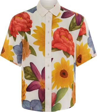 Carolina K Aries Shirt In Florals Cream