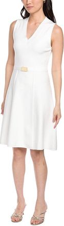 St. John V-Neck Flared Knit Dress