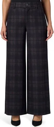 Wit & Wisdom Whitney Skyrise Plaid Wide Leg Trousers in Black/wheat at Nordstrom, Size 16