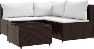 vidaXL Vidaxl - Set Muebles De Jard&iacute;n 4 Piezas Y Cojines Rat&aacute;n Sint&eacute;tico Marr&oacute;n