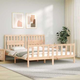vidaXL Vidaxl - Estructura De Cama De Matrimonio Con Cabecero Madera Maciza