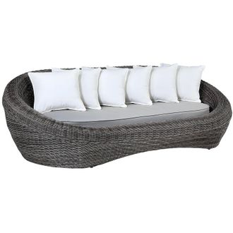Vente-Unique Divano 3 posti da giardino in Resina intrecciata Grigio - WHITEHEAVEN