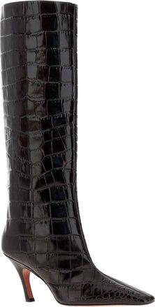 Amina Muaddi Shiny Coffee Stivali Boot