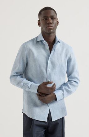 Brunello Cucinelli Linen shirt in Sky Blue at Nordstrom, Size Xxx-Large Eu
