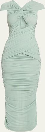 Ronny Kobo Nasha Cutout Ruched Bodycon Maxi Dress