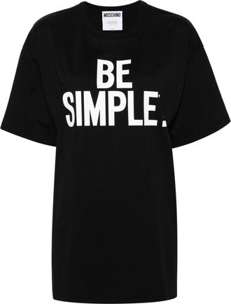 Moschino slogan-print organic-cotton T-shirt - women - Organic Cotton - S - Black