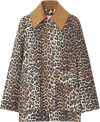 Ganni Gedrukte Canvas Midi-jas - Dames - Zomerjassen - Beige - L/Xl - Jassen