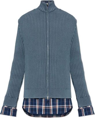 Balenciaga Cardigans, male, Gray, Size: XL Stand-Up Collar Cardigan