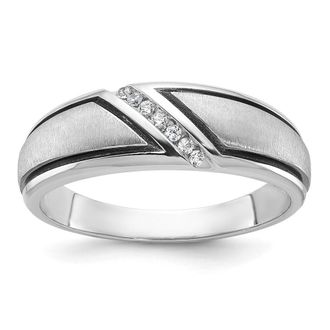 Diamond2Deal 14k White Gold Lab Grown Diamond Wedding Band Ring 0.06Ct Clarity- VS Color- G-H