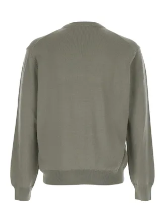 Maison Kitsun&eacute; Fox-Patch Merino Wool Sweater - Green
