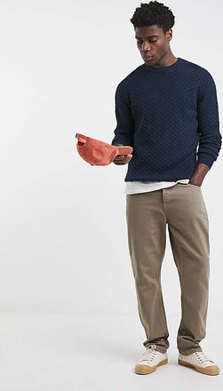 Jacamo Navy Soft Touch Cable Crew Neck Jumper