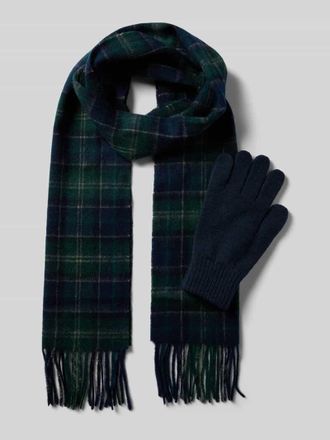 Barbour Handschuhe und Schal im Set aus Woll-Mix in Marine, Gr&ouml;&szlig;e 1