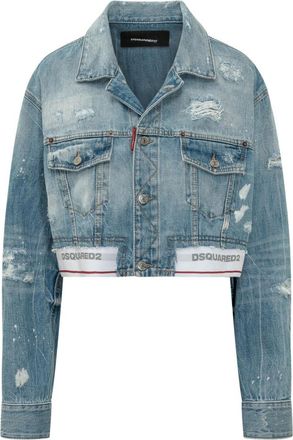 Dsquared2 Blue Distressed Shirt Collar Jacket