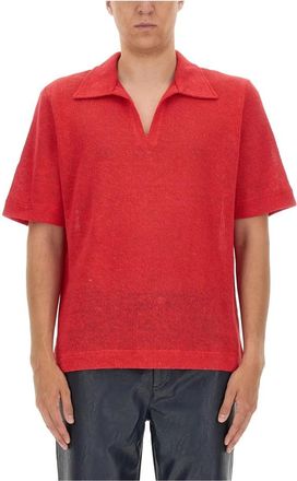 S&eacute;fr Mate Shirt - Heren - Polos - Rood - XL - Linnen - Tops