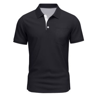 Generic T-Shirts for Men UK, Polo Shirts Short Sleeve Solid Lightweight Breathable Golf Adult Tennis Collared T Shirt with Pocket Funny Shirt Linen Cotton Shi